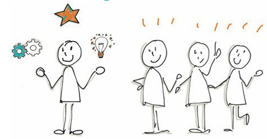 Un groupe de collaborateurs illustré